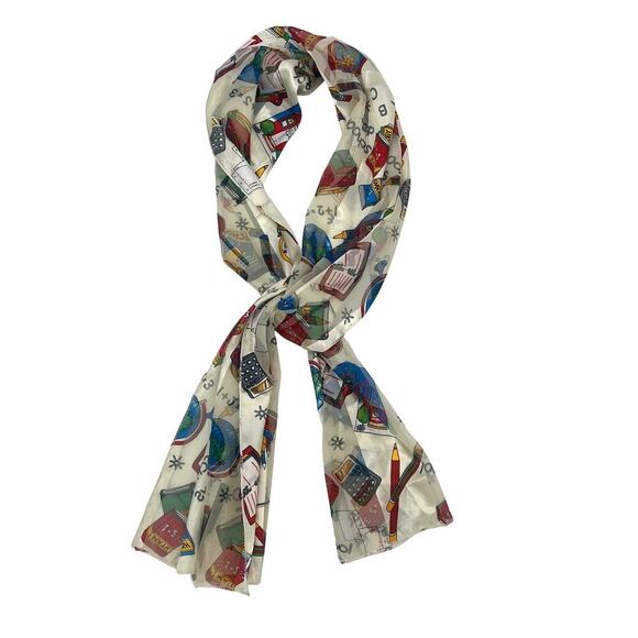 90s Vintage School Teacher Scarf Wrap Shawl - Picture 1 of 5